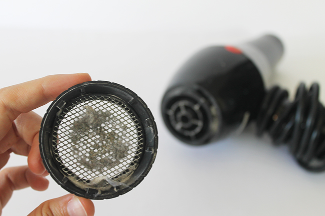 How to clean a hair dryer filter - remove the filter to remove lint, dirt, and other blockages