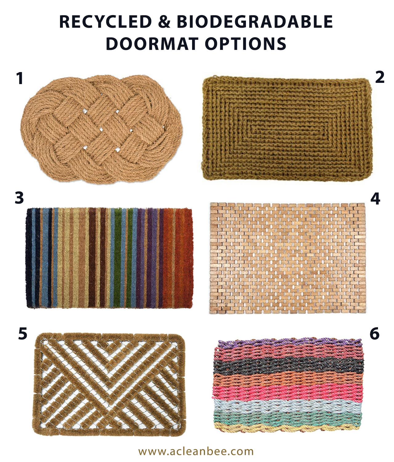 Recycled and biodegradable doormat options