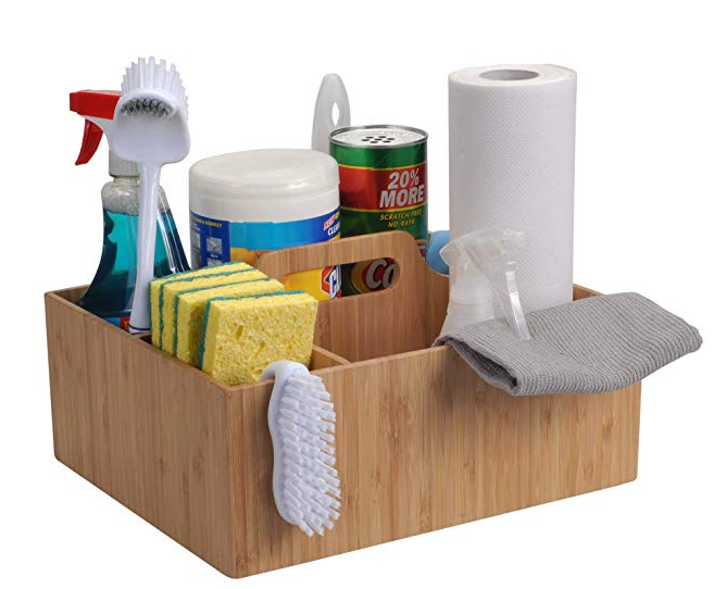 Bamboo cleaning caddy