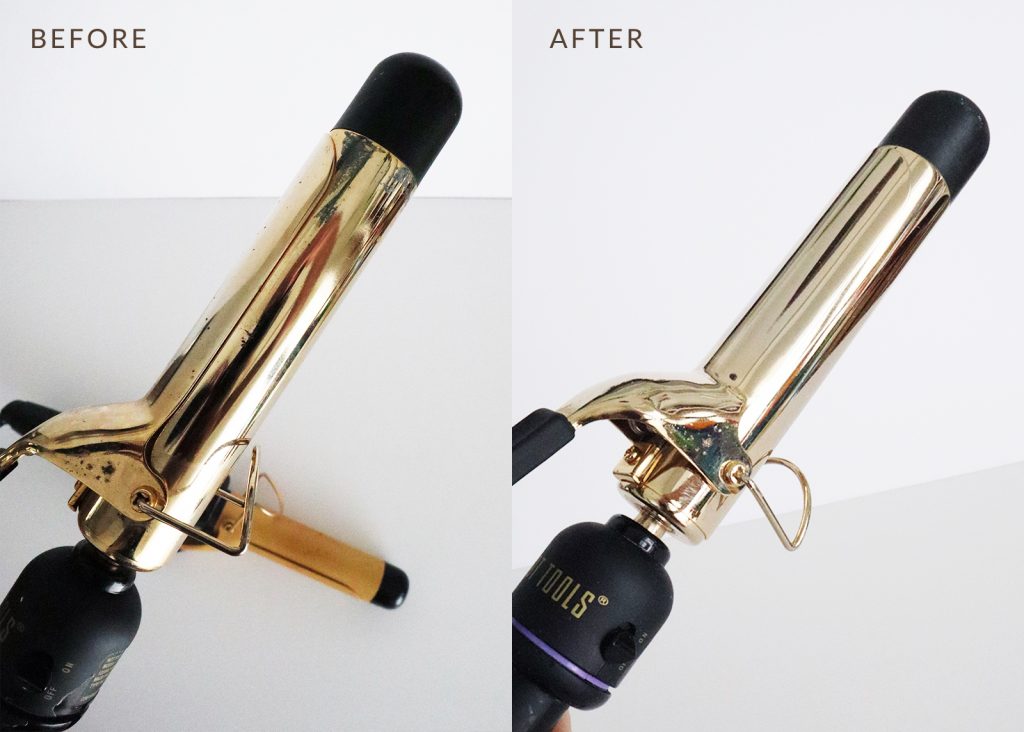 How to clean a curling iron using rubbing alcohol, baking soda, and water