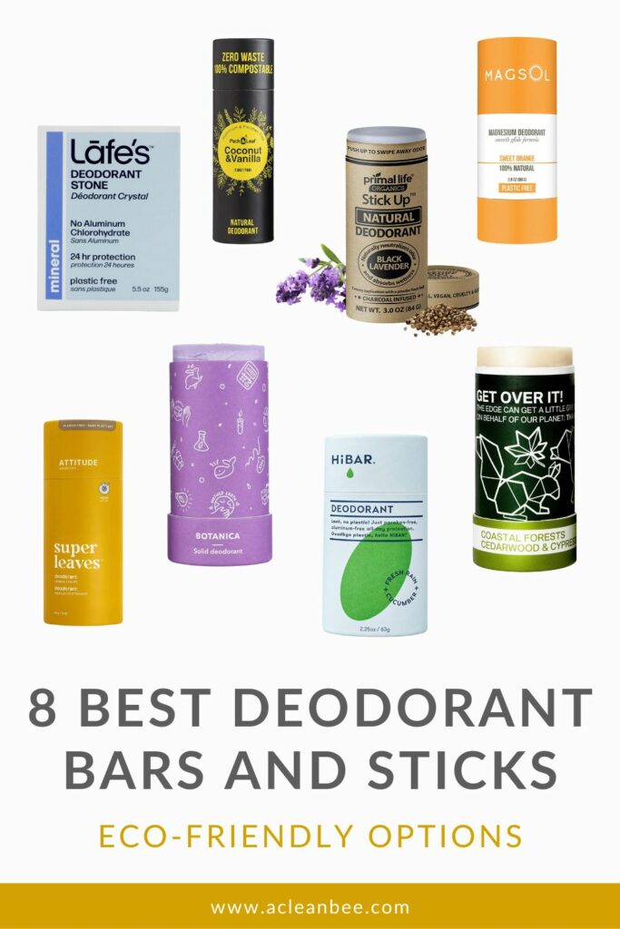 Deodorant bars brands with text overlay 8 Best Deodorant Bars and Sticks Eco Friendly Options