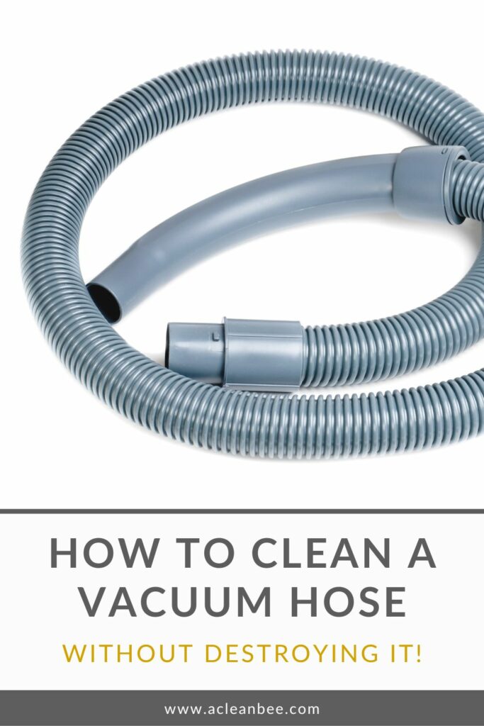 Grey vacuum hose with text overlay How to clean a vacuum hose