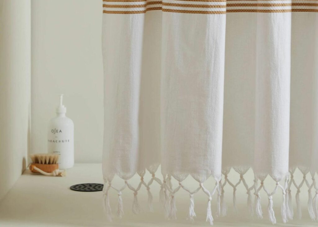 Parachute natural shower curtain in a bathroom - Natural Shower Curtains