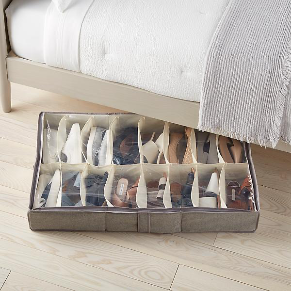 Under bed clear top shoe storage