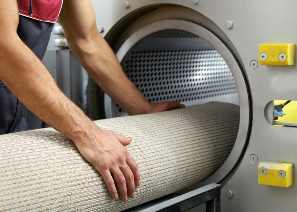 Hire a professional carpet cleaner to dry wet carpet.