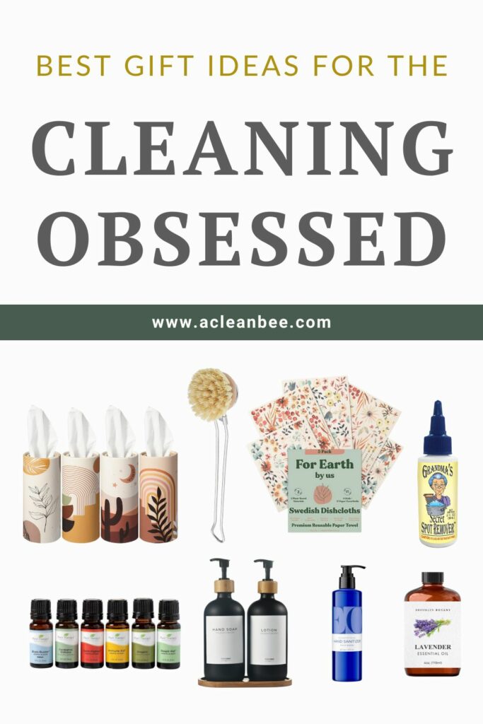 Gift items with text overlay Best Gift Ideas for The Cleaning Obsessed | acleanbee.com