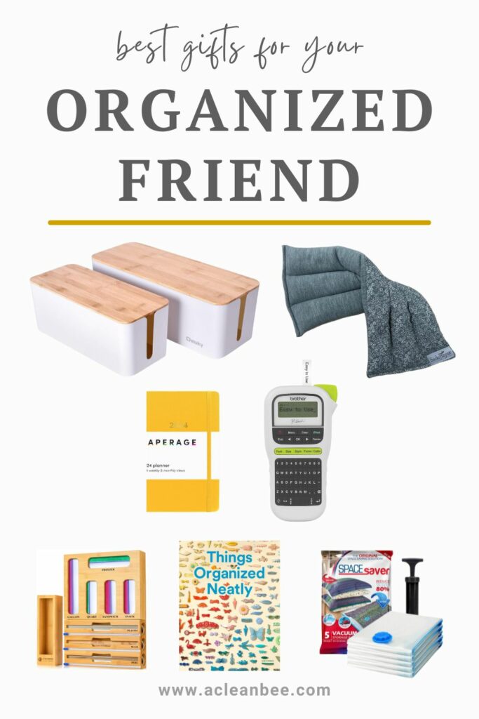 Gift items with text overlay Best Gifts for your Organized Friend